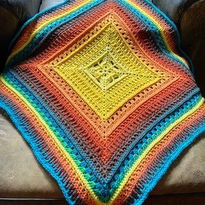 Handmade Crochet rainbow baby blanket